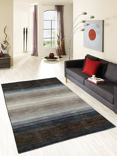 Rug Studios Teppich Rainbow 1201 | Farbe: Makassar; Größe: 60 x 90 cm | strapazierfähig und leicht zu reinigen | Wohnzimmer | Schlafzimmer