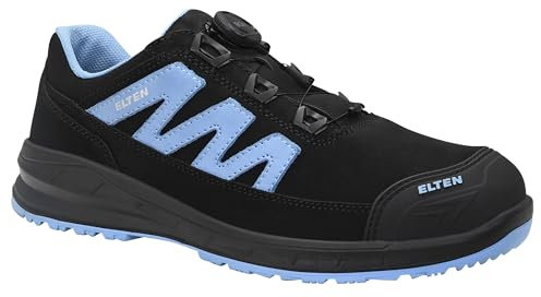 ELTEN Marten XXSports Pro BOA Black-Blue Low ESD S3, Sicherheitsschuhe für Damen+Herren, leicht, Stahlkappe, Obermaterial: Leder, Innenfutter: Textil (atmungsaktiv), Gr. 35