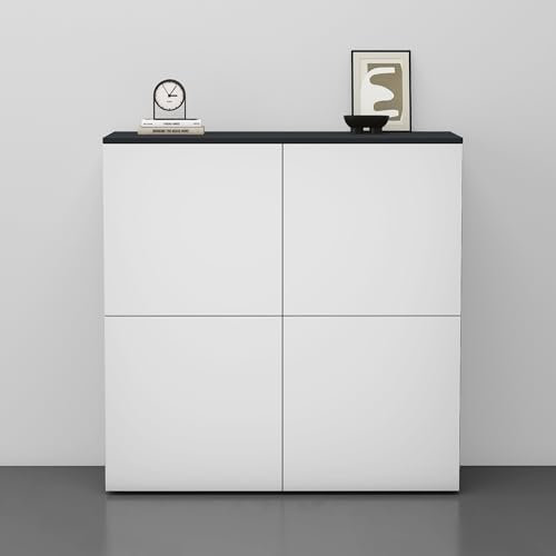 doporro Sideboard Kommode 100 cm in Anthrazit matt und Matt Weiß Aufbewahrungsschrank Bodenstehend für Ihren Wohnbereich Viel Stauraum Schrank 04