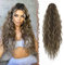 FESHFEN Coda Capelli Extension con Coulisse 65 cm Lunga Ondulati Ricci Posticci Sintetici Ondulati Coda Cavallo Extension per Donna, Castano misto a biondo cenere