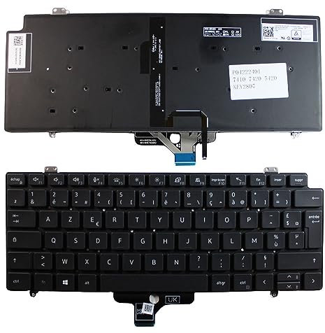 Power4Laptops Française Rétro-éclairé Noir Clavier pour Ordinateur Portable (PC) de Remplacement Compatible avec Dell Latitude 5420 Rugged