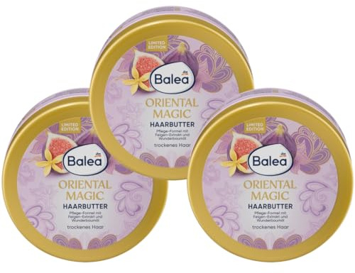 Balea 3er-Set Haarbutter: ORIENTAL MAGIC Stylingcreme & silikonfreie Intensivpflege für Geschmeidigkeit bei trockenem Haar mit orientalischem Duft, Feigen-Extrakt und Wunderbaumöl (3 x 150 ml), 450 ml