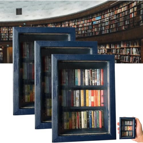 Tasche Angst Bücherregal, schütteln Sie weg Ihre Angst, Stress Reliever, hölzerne Tasche Angst Bücherregal, leicht zu tragen robuste Miniatur Buch Match Boxen Vitrine Schrank, kreative Geschenke für F