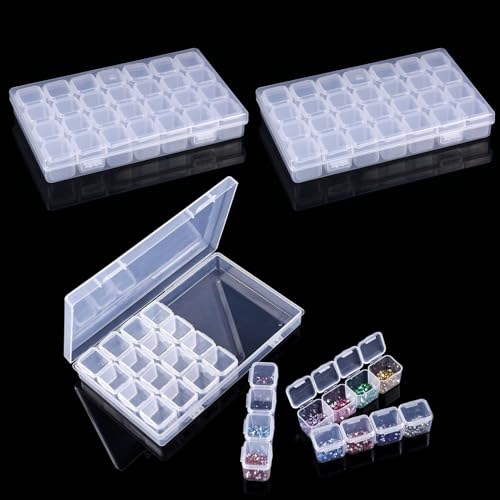 3 Maletin Diamond Painting Accesorios, Organizador de Pinturas, Almacenamiento Caja Diamond Painting Organizador, Cajitas Organizadoras Transparente para Piedras, Semillas, Cuentas, Joyería, Bordado