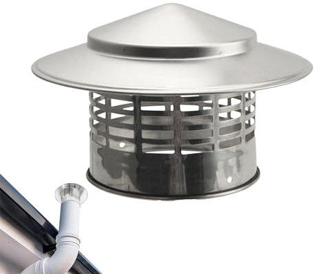 Genikeer Runder Dach Regenhaube, Edelstahl Schornstein Rauchrohr Kaminaufsatz, Regenschirm Schornsteinkappe, Rauchabzug Luftkanal Regenschutz Schutzabdeckung Für Dachregen Und Vogelschutz