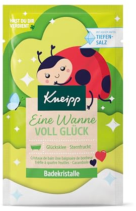 Kneipp Badekristalle Eine Wanne voll Glück - Mit natürlichen Extrakten aus Sternfrucht und Glücksklee - Fruchtig-frischer Duft für deinen Glücksmoment - Mit hohem Anteil Luisenhaller Tiefensalz - 60g