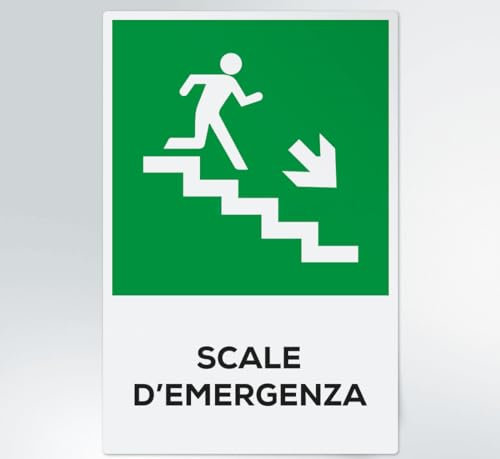 GLOBAL CARTELLO SEGNALETICO - Scale d'emergenza personallizzato - Segnale Adesivo Extra Resistente, Pannello in Forex, Pannello In Alluminio (Adesivo, 10x15 cm)
