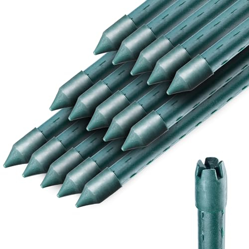 KADAX Pflanzstäbe 90 cm x 16 mm, 15er Set – Beschichteter Stahl Rankstab, Pflanzenstütze & Tomatenstäbe für Garten, Wetterfest & Stabil