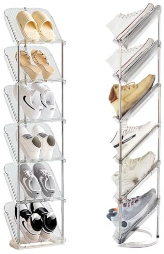 JLLYGOUS Schuhregal Schmal mit 6 Ebenen, Platzsparend Schuhschrank Schmal, Shoe Rack Organizer Schuhorganizer Schmal und Hoch (6)