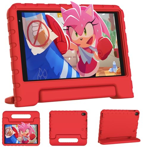 YESTEL Tablet para Niños 8 Pulgadas – Android con Control Parental, 2GB RAM + 32GB ROM Expandible 1TB, Pantalla HD 1280×800 IPS, WiFi, Batería 3600mAh, Funda EVA Antigolpes – Rojo