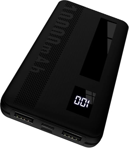 Power Bank, Portable Charger 10000mAh Battery Pack 15W charging with 4-Port input/output, Type C Powerbank with LED Display Compatible for iPhone 15/15 Pro/14/13 Series, Samsung and More, Mystic Black