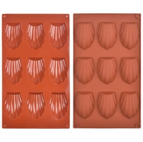 2 Pcs Moule Madeleine Silicone, Moule à Madeleine Durable, 9 Tasses Moule Madeleine AntiadhéSives, Moule A Madeleine Couleurs De Café, Coquille Moule Gateau Pour Les Biscuits, La Glace, Le Chocolat