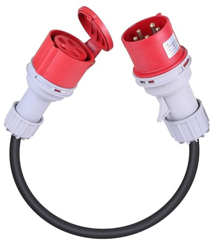 SWAWIS 0.6m 400V CEE Adattatore, Spina CEE 32A spina a 16A Accoppiamento, 5 Poli, IP44 per Officine Industriali Cantieri, H07RN-F 5G 2,5mm²