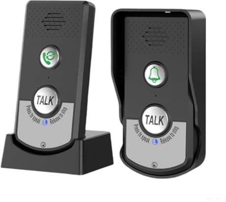 Timbre de intercomunicador de voz de 2 vías para el hogar, timbre inalámbrico de dos vías para interior y exterior, sistema de interfono para mejorar la seguridad del hogar (negro)