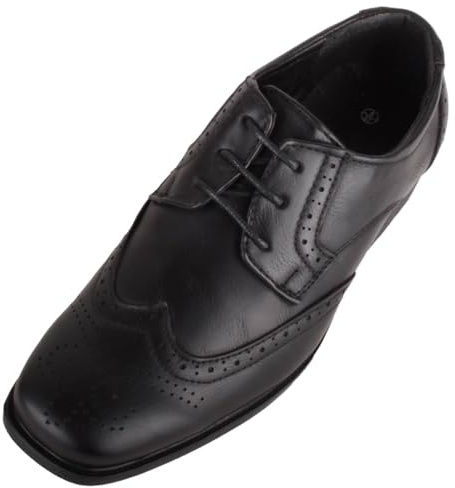 ABSOLUTE FOOTWEAR Kids Juniors Faux Leather Lace Up Smart Formal Shoes, Black, UK Child 13 / EU 32