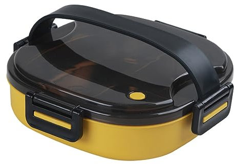 TOPBATHY Kasten Lebensmittelbehälter auslaufsichere Lunchbox yellow gelbe Tragbare Brotdose Mittagshalter aus Metall Black