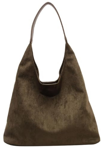 FYBlossom Damen Wildleder Schultertasche Suede Tote Bag, Groß Handtasche Damen Tragetasche Hobo Taschen Shopper, Casual Umhängetasche Henkeltasche Für Arbeit Schul Einkaufen Reisen (Stil A/Grün)