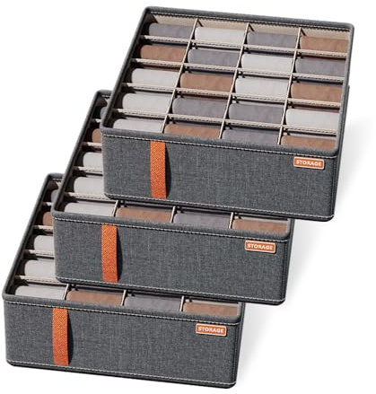 GIDWRIY 3 Stück Socken Aufbewahrung 20 Zellen, Socken Organizer Schubladen Organizer Unterwäsche, Ordnungssystem Kleiderschrank, Underwear Organizer Socks, Krawatten Aufbewahrungsbox, Sockensortierer