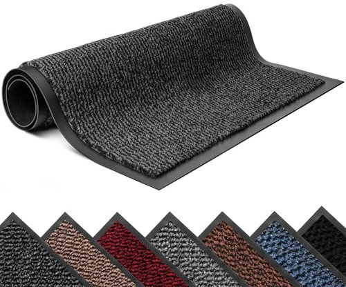 Lexell Non-Slippery Heavy Duty Door Mats – Large & Stylish Washable Rubber Doormats for Indoor & Outdoor – Perfect Dust Grabbing Floor Mat (Anthracite-waved, 60 x 120 cm)