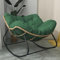 Papasan mecedora para patio al aire libre con cojín acolchado, silla de mimbre de ratán de gran tamaño para interiores, con marco de metal, soporte grande, silla moderna (verde)