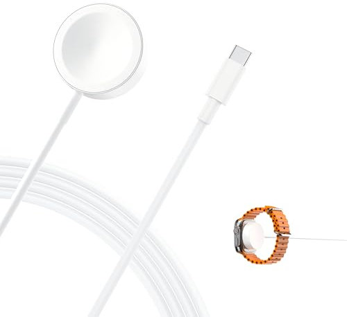 Caricatore per Apple Watch, Caricatore iWatch compatibile Apple Watch Series 8 7 SE 6 5 4 3 2 1 Ultra, 38mm/40mm/42mm/44mm, Cavo di ricarica wireless magnetico 1M (Tipo C)