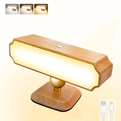 AoLa Wandleuchte Akku mit Bewegungsmelder, Magnetische Wandlampe Holz Kabellos USB Aufladbar, 360° Drehbar LED Nachtlicht 3000K Warmweiß, Ohne Bohren für Schlafzimmer Flur Treppe Kinderzimmer