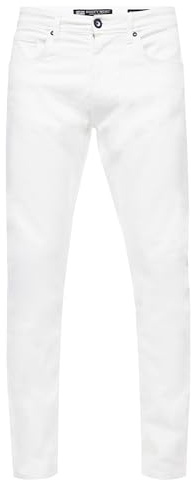 Rusty Neal White denim jeans byxor vita herr jeans byxor bomull stretch kontor övning affärsbyxor slim fit L30 L32 L34, Vit denim, 30W / 34L