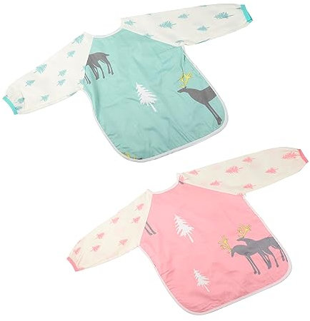 VICASKY 2pcs Stain Coveralls Long Sleeves Tpu Material Months Vest Newborn Bibs Feeding Apron Fashion Bib