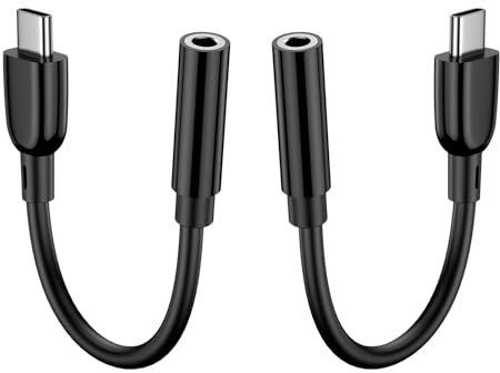 USB C Samsung Kopfhöreranschluss-Adapter für Galaxy S25 Edge S24 Ultra A56 A36 A26 A16 A55 A35 A25 A15 S23 S22 S21 Z Flip/Fold 6 5 4, 2 Stück Typ C auf 3,5 mm Audio-Adapter, Dongle-Kabel für iPhone