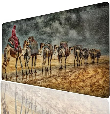 Desert Mouse mat Camel Gaming Mouse Pad Large 90x40x0.3CM Stitched Edges Washable, Desk Mat Non-Slip Rubber Base, Mousepad Improves Speed Precision for Gaming Laptop PC Wireless Keyboard Model-03755