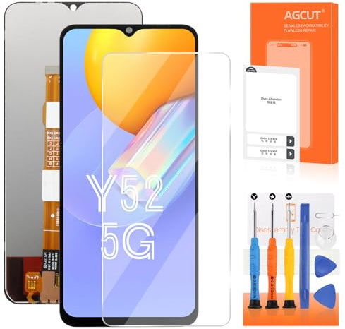 AGCUT Écran LCD pour Vivo Y52 5G/Y72 5G LCD Affichage Y52 5G / Y72 5G V2053 V2041 6,58 Pouces Ecran de Rechange Replacement LCD Numériseur Tactile Complète avec Réparation, Noir