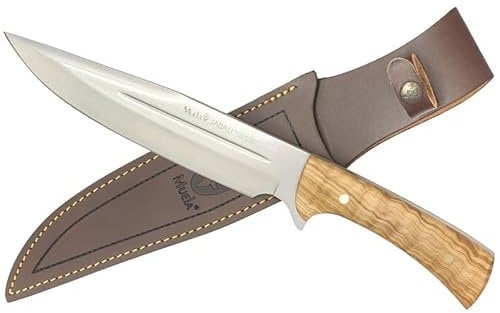 LO TRINCO YO Muela Cuchillo JABALI-21 OL hoja de acero MoVa de 21 cm y empuñadura de madera de olivo para Caza, Pesca, Supervivencia y Bushcraft