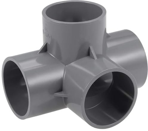 TA-VIGOR 1 raccord de tuyau en PVC de 50 mm, connecteurs d'angle coudés à 4 voies, joints de tuyau en T à angle droit à 4 voies pour tuyau d'eau de jardin et systèmes d'irrigation, gris