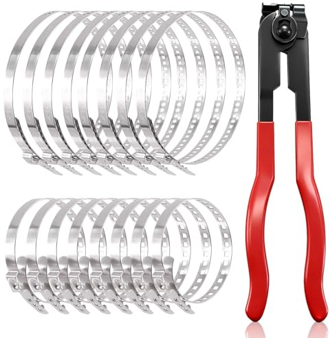 Juego de 17 Abrazaderas Metalicas CV, Alicates Abrazaderas Coche, 25-50 mm y 50-120 mm, Abrazadera de Tubo Ajustable, para la Mayoría de los Juegos de Herramientas de Crimpado de Coche