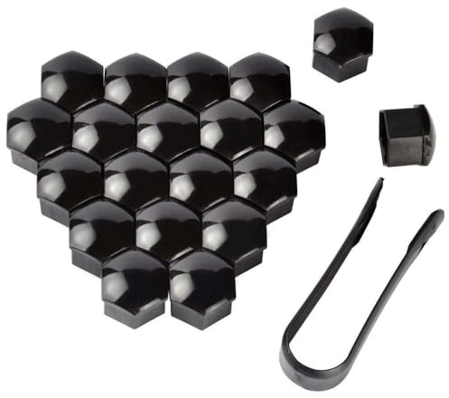 HYLLYP 20pcs Wheel Bolt Nut Covers für KIA Sportage 2018-2024, Hexagonal Tire Nut Covers with Removal Tool Set, Dustproof and Rustproof Wheel Nuts Protectors(21MM),Black