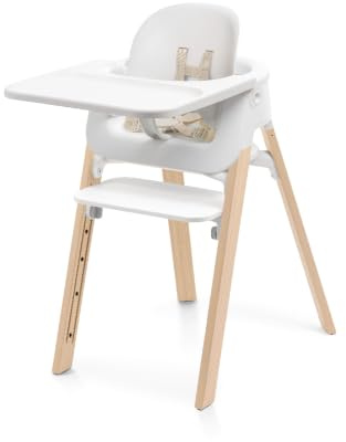 Stokke Steps Hochstuhl, White Natural – verstellbar, 6 Monate–10 Jahre | Mit Fußstütze - Für Kinder von 6 Monaten bis 10 Jahren
