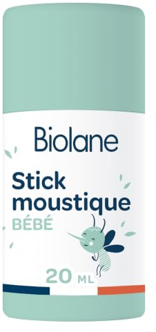 BIOLANE - Stick Moustique Bébé - Ne colle pas - Dès 6 mois - 20ml | Actif d'origine végétale, Beurre de karité, Fabriqué en France