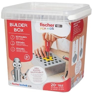 fischertechnik Fischer for Kids Builder-Box Spielwerkzeug ab 3 Jahren | Handwerker Kinderspielzeug 579435, perfekte Ergänzung für Kinderwerkbank, mit DUO Kid Dübeln, Handschrauber, Made in Germany