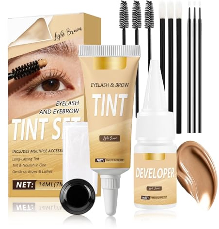 Kit de Tinte de Cejas - Kit Completo de Tinte – Fórmula Fácil de Aplicar para Rellenar Zonas Escasas – Look Completo y Natural en Minutos (Marrón claro)