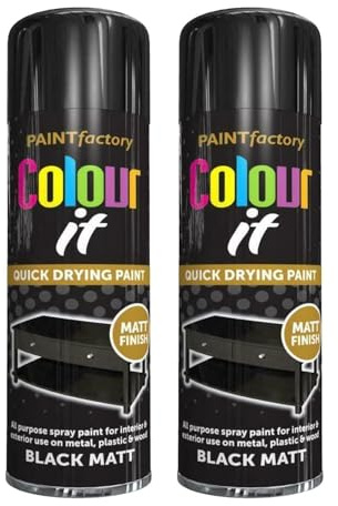 Gigzo Land Matt Black Spray Paint 250ml - Fast Dry Aerosol Paint Can - Excellent Coverage & Adhesion - For Auto, DIY, Wood, Metal & Plastic - Black Matte Finish, 2 Pcs