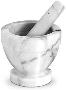 Home Mortier avec Pilon, Marbre, Blanc/Gris, 10 cm