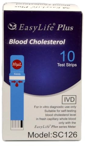 Easy Life Cholesterol Test Strips for Self-Testing, Pack of 10 Blood Test S | CE marked, self-testing, compatible with Easy Life meters, rapid screening, cholesterol testing