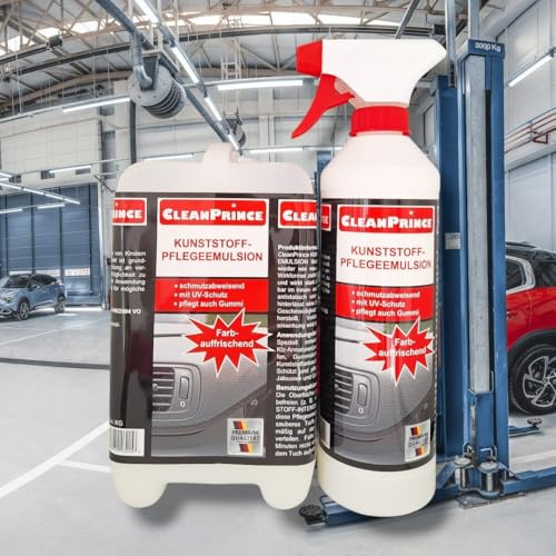 CleanPrince 2,5 Liter Kunststoffpflege Emulsion Cockpitpflegemilch | Rahmen Dichtungen Gummi Kunststoffpflegemittel