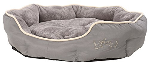 Dehner Lieblinge Hundebett und Katzenbett Sammy, oval, ca. 90 x 80 x 14 cm, Polyester, grau