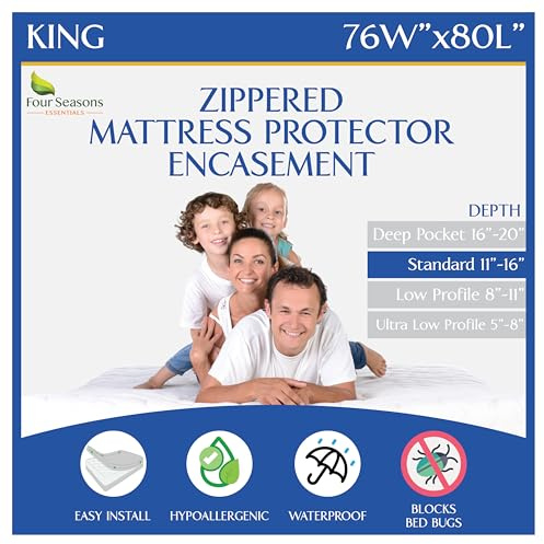 Coprimaterasso con cerniera, impermeabile, ipoallergenico, di alta qualità, protegge da liquidi, umidità, polvere, allergeni, traspirante, silenzioso