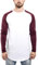 Blackskies Baseball Longsleeve T-Shirt | Langes Oversize Fashion Basic Langarm Raglan Herren Longshirt Long Tee Melliert - Weiß-Burgundy X-Large XL