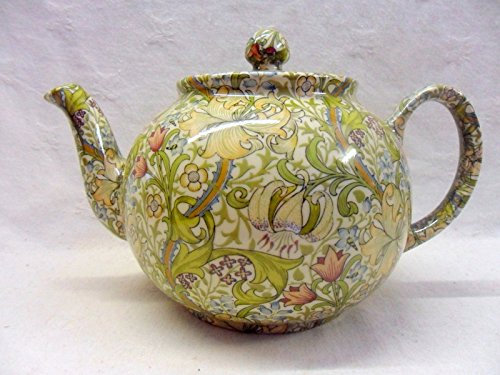 6 Cup teapot in William Morris Golden Lilly Design by Heron Cross Pottery.