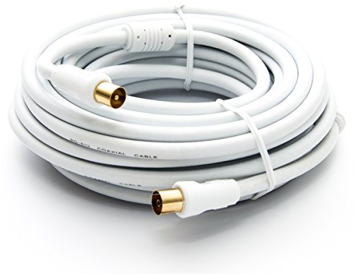 Premium X Basic Line - Cable de antena para TV (15 m, cable coaxial IEC con filtro de corriente HDTV 4K, color blanco)