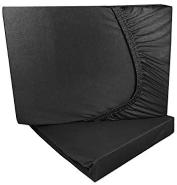 Doppelpack Microfaser Spannbetttuch/Spannbettlaken Anthrazit 90x200-100x200 cm - Rundumgummi (anthrazit, 90-100x200 cm)