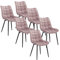 WOLTU Esszimmerstühle 6er Set Küchenstuhl Polsterstuhl Wohnzimmerstuhl Sessel mit Rückenlehne, Sitzfläche aus Samt, Metallbeine, Rosa BH142rs-6